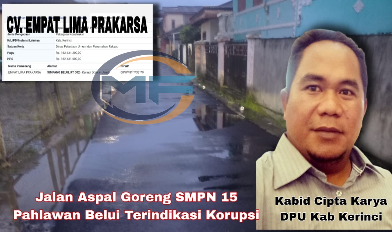 Tipis dan Mudah Digenangi Air, Jalan Aspal Goreng SMPN 15 Pahlawan Belui Terindikasi Korupsi