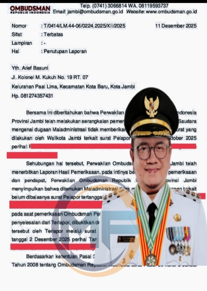 Putusan Ombudsman, Walikota Jambi Melanggar Hukum Pelayanan Publik