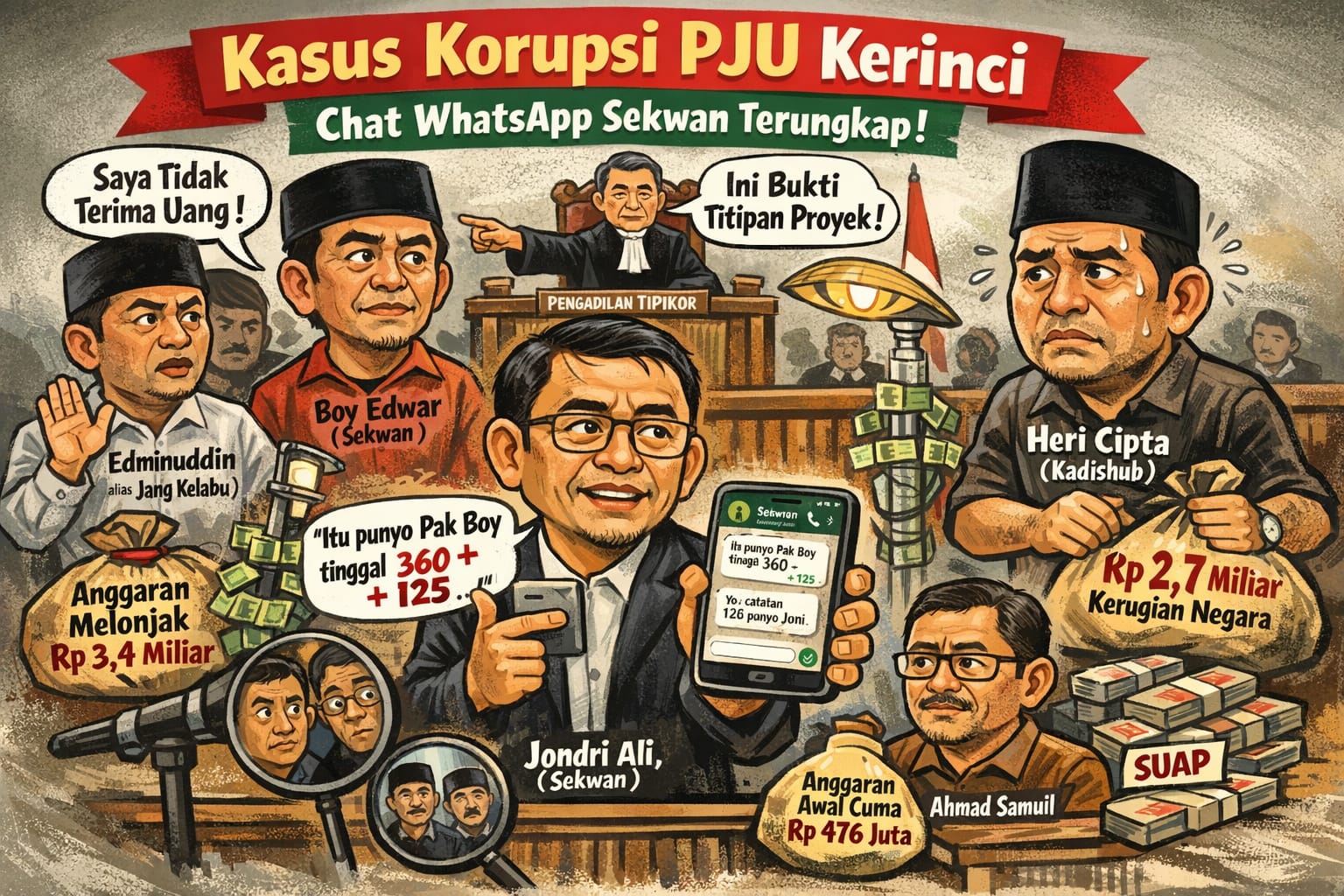 Percakapan WhatsApp Sekwan Disingkap di Sidang Kasus PJU Kerinci