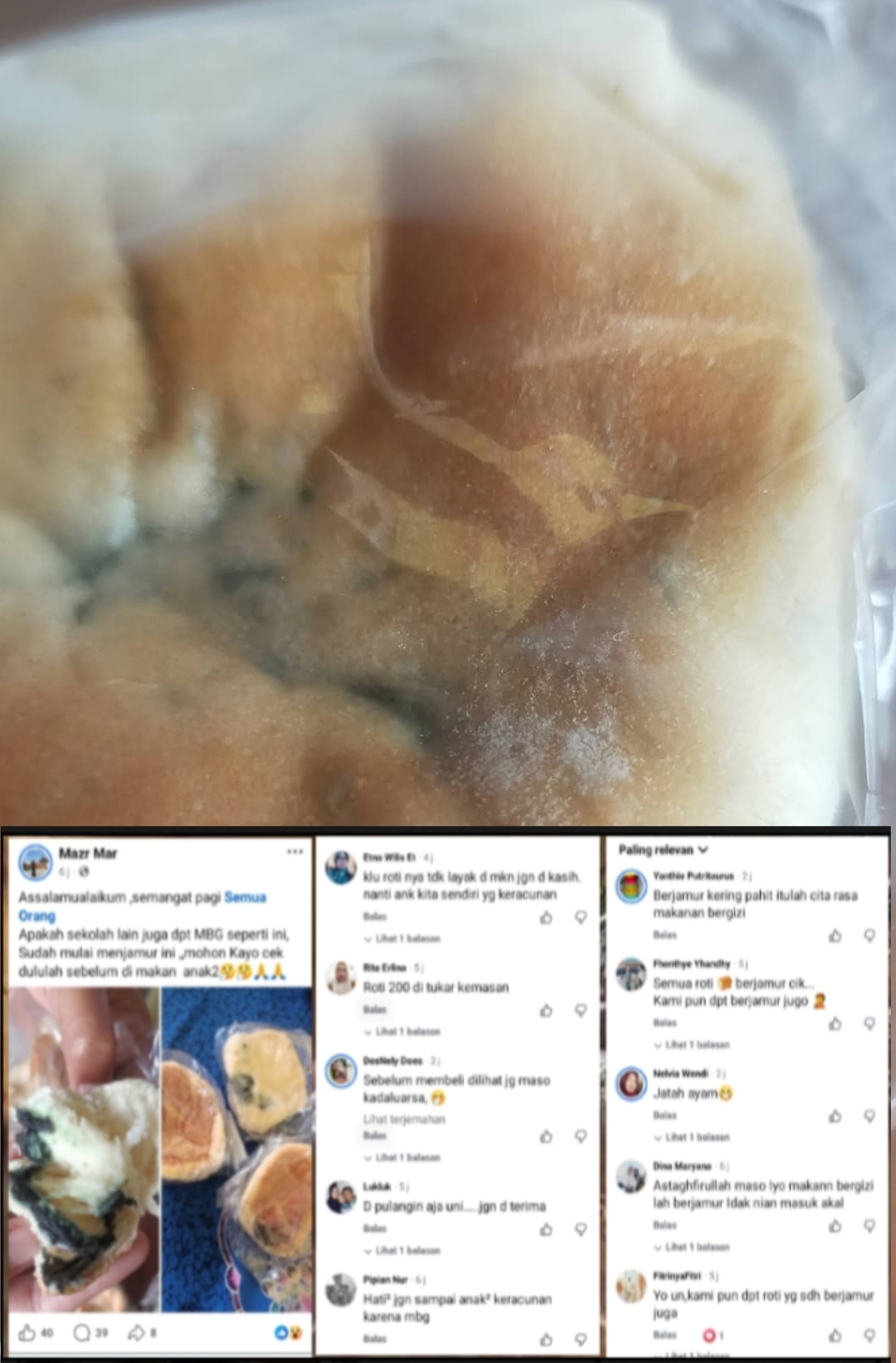 Viral Medsos: Roti Berjamur dalam Program MBG di Tanah Kampung, Pengelola Belum Beri Klarifikasi