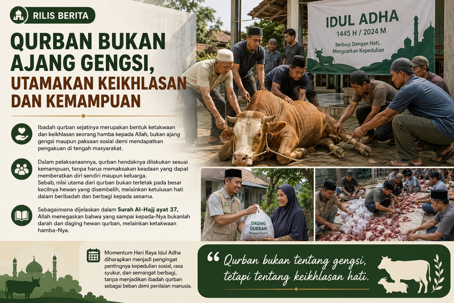 Qurban Bukan Ajang Gengsi, Utamakan Keikhlasan & Kemampuan