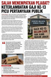 Salah Menempatkan Pejabat, Keterlambatan Gaji Ke-13 Picu Pertanyaan Publik