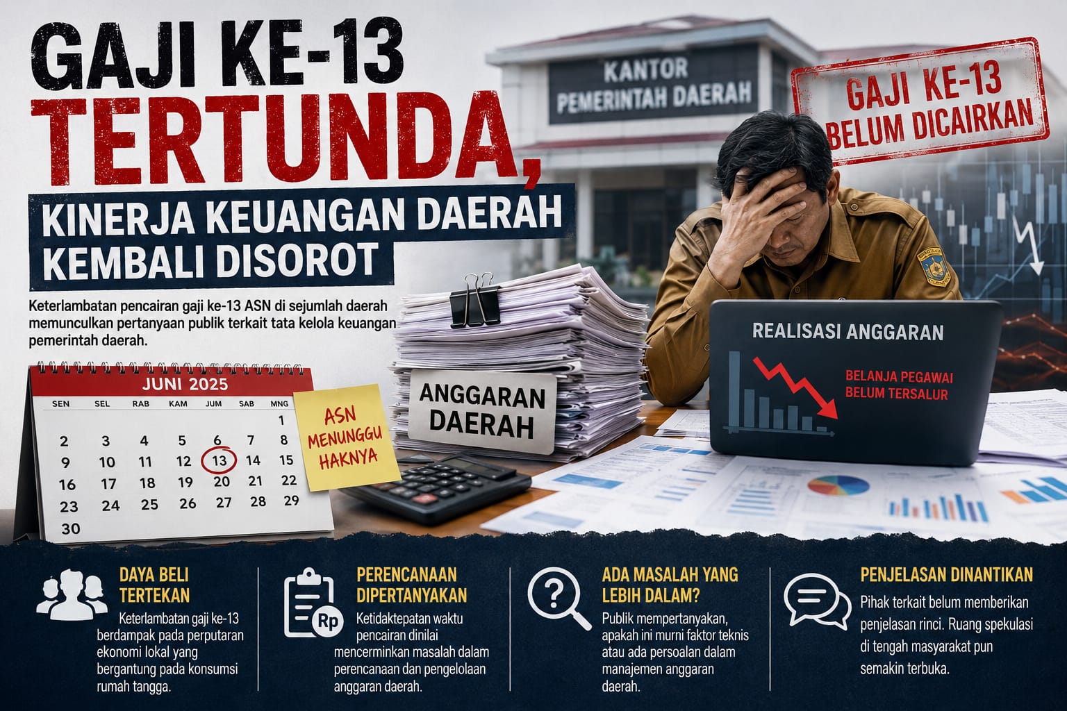 Gaji Ke-13 Tertunda, Kinerja Keuangan Daerah Kembali Disorot