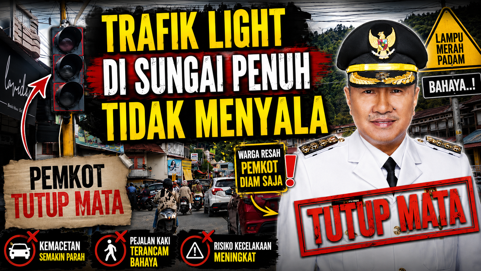 TRAFIK LIGHT DI SUNGAI PENUH TIDAK MENYALA, PEMKOT TUTUP MATA..?