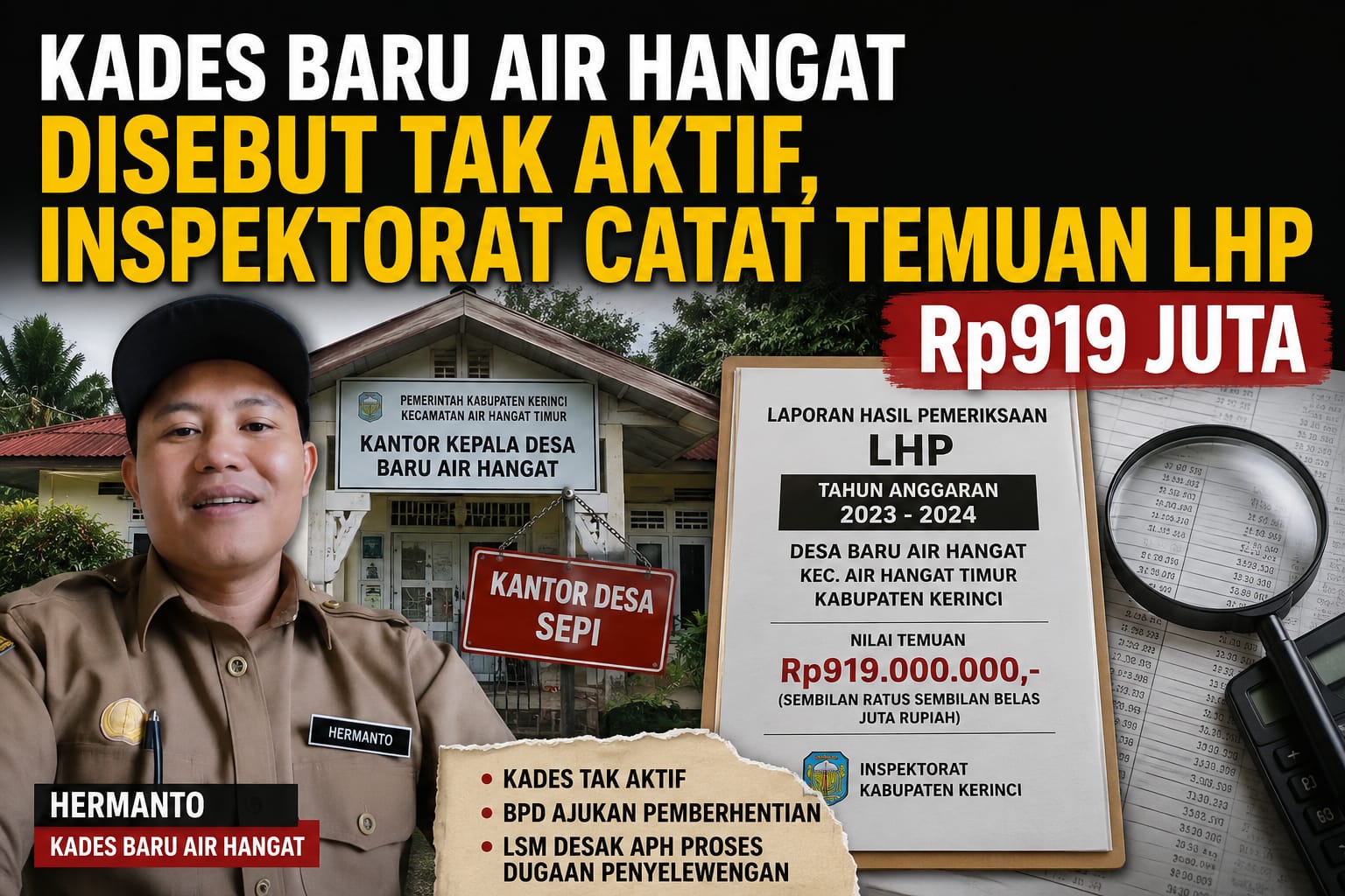 Kades Baru Air Hangat Disebut Tak Aktif, Inspektorat Catat Temuan LHP Rp919 Juta