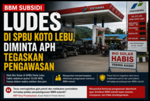 BBM Subsidi  Ludes di SPBU Koto Lebu, Diminta APH Tegaskan Pengawasan