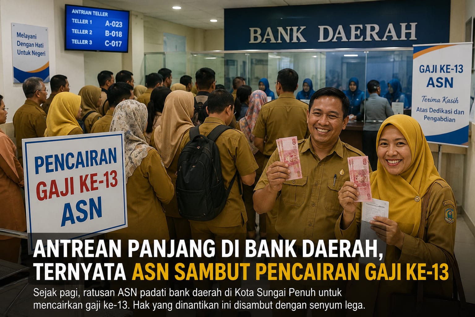 Antrean Panjang di Bank Daerah, Ternyata ASN Sambut Pencairan Gaji ke-13