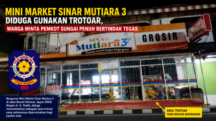 Mini Market Sinar Mutiara 3 Gunakan Trotoar untuk Bangunan, Warga Minta Pemkot Bertindak Tegas