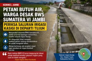 Petani Butuh Air, Masyarakat Minta BWS Sumatera VI Jambi Periksa Saluran Irigasi Kasigi
