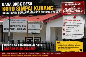 Dana BKBK Desa Koto Simpai Kubang Sudah Cair, Namun Pemanfaatannya Dipertanyakan: Mengapa Pemerintah Desa Masih Bungkam?