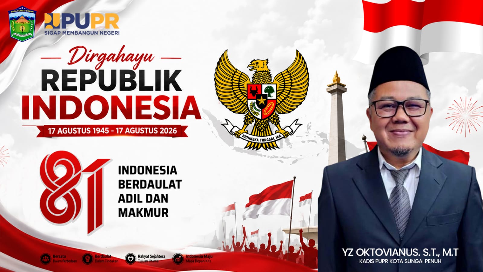 Keluarga Besar Dinas PUPR Kota Sungai Penuh Mengucapkan Dirgahayu Republik Indonesia ke-81